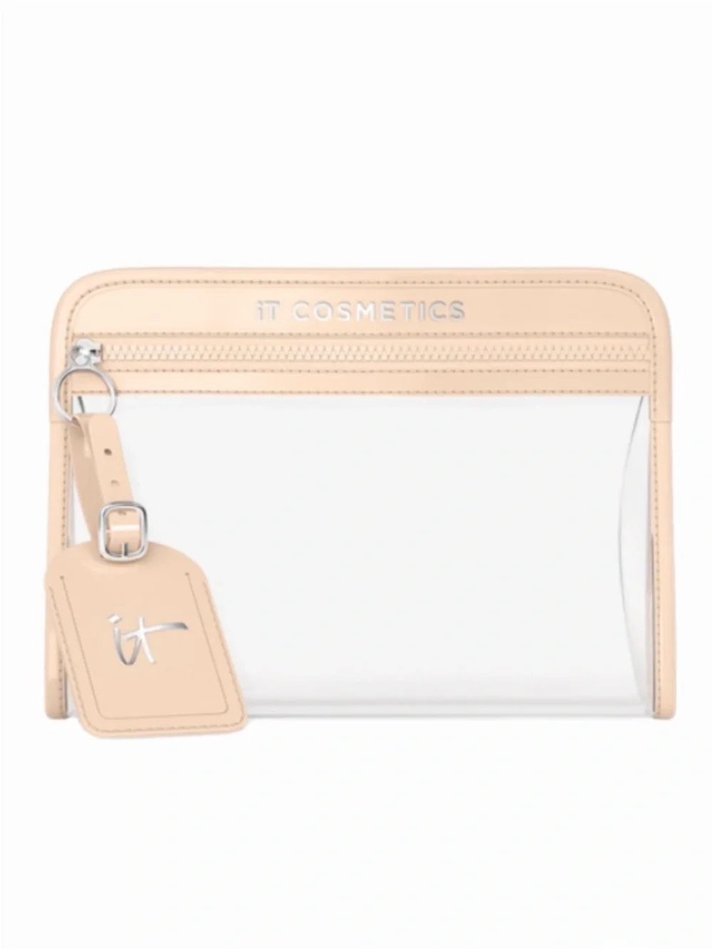 4/$15 it cosmetics Clear Cosmetic Pouch with Nude Trim